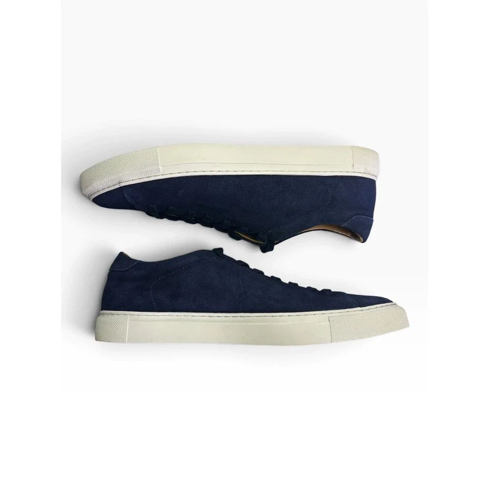 Beckett Simonon Reid Navy Blue Suede Minimalist Low Top Sneakers Men's Size 13